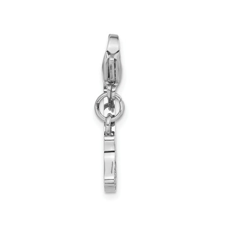 Polished CZ Guitar Lobster Clasp Charm Pendant in Real 316 Stainless Steel