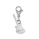 Polished CZ Guitar Lobster Clasp Charm Pendant in Real 316 Stainless Steel