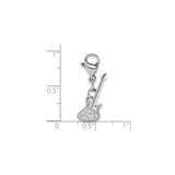 Polished CZ Guitar Lobster Clasp Charm Pendant in Real 316 Stainless Steel