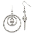 Stainless Steel Dangle Earrings with Open Concentric Circles and Polished Bead Accents