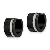 Stainless Steel Huggie Hoop Earrings with Polished Silver Stripe, Minimalist Urban Style
