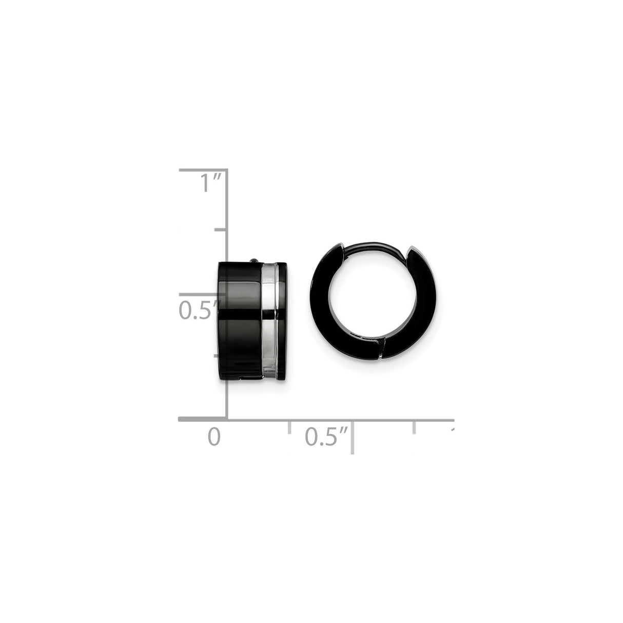 Stainless Steel Huggie Hoop Earrings with Polished Silver Stripe, Minimalist Urban Style