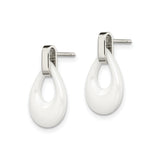 Stainless Steel Drop Earrings, White Teardrop Design with Polished Minimalist Style