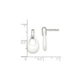 Stainless Steel Drop Earrings, White Teardrop Design with Polished Minimalist Style