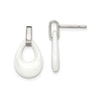 Stainless Steel Drop Earrings, White Teardrop Design with Polished Minimalist Style