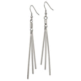 Stainless Steel Dangle Earrings, Lightweight Linear Bar Drop, Minimalist Geometric Style