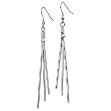 Stainless Steel Dangle Earrings, Lightweight Linear Bar Drop, Minimalist Geometric Style