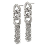Stainless Steel Dangle Earrings with Braided Links and Chain Tassels, Modern Statement Style