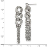 Stainless Steel Dangle Earrings with Braided Links and Chain Tassels, Modern Statement Style