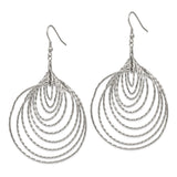 Stainless Steel Dangle Earrings with Layered Teardrop Hoop Design, Textured Modern Style