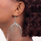 Stainless Steel Dangle Earrings with Layered Teardrop Hoop Design, Textured Modern Style