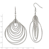 Stainless Steel Dangle Earrings with Layered Teardrop Hoop Design, Textured Modern Style