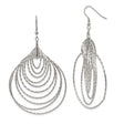 Stainless Steel Dangle Earrings with Layered Teardrop Hoop Design, Textured Modern Style