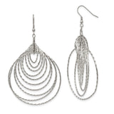 Stainless Steel Dangle Earrings with Layered Teardrop Hoop Design, Textured Modern Style