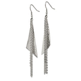 Stainless Steel Dangle Earrings with Multi-Strand Chain Tassels and Geometric Accents