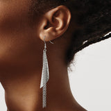 Stainless Steel Dangle Earrings with Multi-Strand Chain Tassels and Geometric Accents