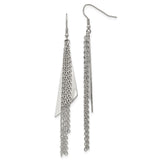 Stainless Steel Dangle Earrings with Multi-Strand Chain Tassels and Geometric Accents
