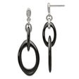 Stainless Steel Dangle Earrings with Interlocking Black and Silver Oval Links, Modern Geometric Style