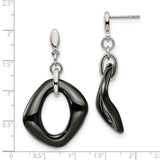 Stainless Steel Drop Earrings, Abstract Asymmetrical Black Open Hoop, Modern Minimalist Style