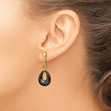 316 Stainless Steel Drop Earrings with Gold Tone Finish and Black Teardrop Dangles, Minimalist Design