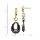 316 Stainless Steel Drop Earrings with Gold Tone Finish and Black Teardrop Dangles, Minimalist Design