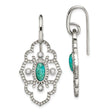 Stainless Steel Dangle Earrings with Turquoise and Cubic Zirconia, Bohemian Filigree Design