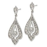 Stainless Steel Dangle Earrings with Teardrop Floral Design and Embossed Starburst Pattern
