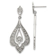 Stainless Steel Dangle Earrings with Teardrop Floral Design and Embossed Starburst Pattern