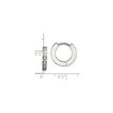 Stainless Steel Hoop Earrings with Cubic Zirconia, Polished Modern Huggie Style