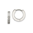 Stainless Steel Hoop Earrings with Cubic Zirconia, Polished Modern Huggie Style