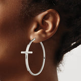 Stainless Steel Hoop Earrings with Cross Design, Polished Minimalist Style for Women
