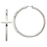 Stainless Steel Hoop Earrings with Cross Design, Polished Minimalist Style for Women