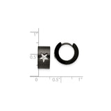 Stainless Steel Hoop Earrings with Black Finish and Cutout Star Design