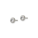 Stainless Steel Bezel Set Clear Crystal Stud Earrings