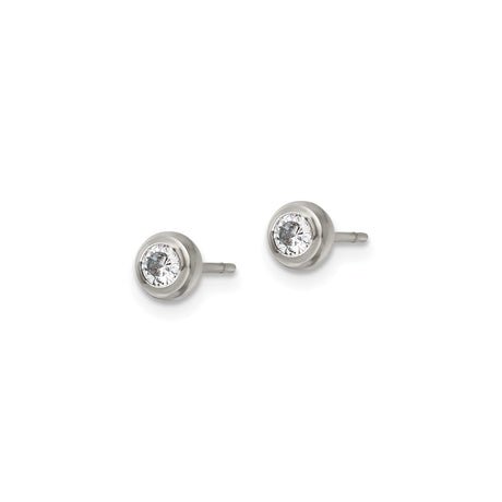 Stainless Steel Bezel Set Clear Crystal Stud Earrings