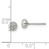 Stainless Steel Bezel Set Clear Crystal Stud Earrings