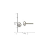 Stainless Steel Stud Earrings with Cubic Zirconia, Round Bezel Set, Hypoallergenic