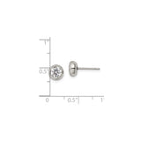 Stainless Steel Stud Earrings with 5mm Bezel Set Cubic Zirconia, Hypoallergenic Minimalist Design