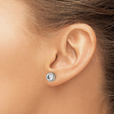 Stainless Steel Stud Earrings Bezel Clear Cubic Zirconia
