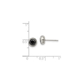Stainless Steel Stud Earrings with Black Cubic Zirconia, Bezel-Set, Unisex Minimalist Design