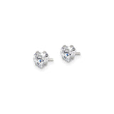 Stainless Steel Heart Shaped Stud Earrings with Clear Cubic Zirconia, Polished Finish