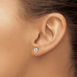 Stainless Steel Heart Shaped Stud Earrings with Clear Cubic Zirconia, Polished Finish