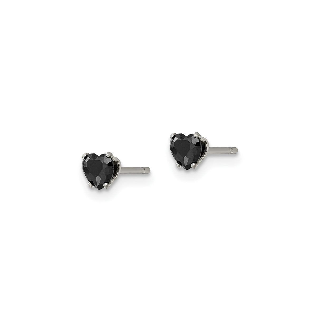 Stainless Steel Heart Stud Earrings with Cubic Zirconia, Gothic Style for Women