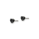 Stainless Steel Heart Stud Earrings with Cubic Zirconia, Gothic Style for Women