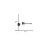 Stainless Steel Heart Stud Earrings with Cubic Zirconia, Gothic Style for Women