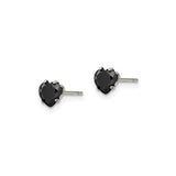 Stainless Steel Heart Stud Earrings with Cubic Zirconia, Prong Set Modern Minimalist Design