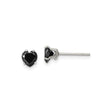 Stainless Steel Heart Stud Earrings with Cubic Zirconia, Prong Set Modern Minimalist Design