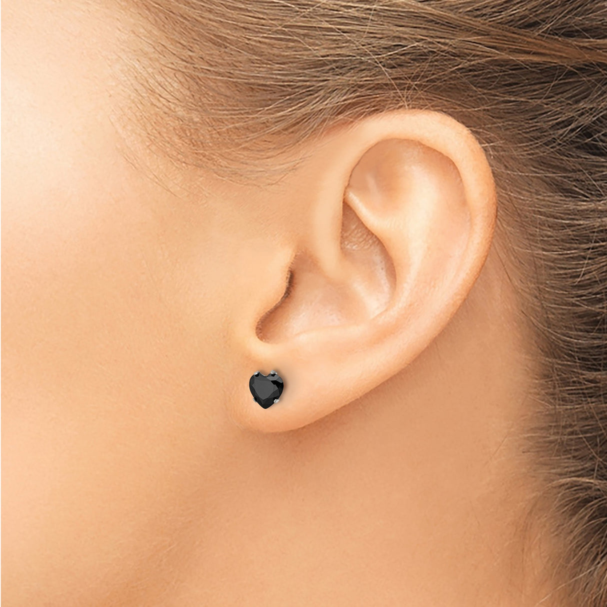 Stainless Steel Heart Stud Earrings with Cubic Zirconia, Modern Minimalist Design