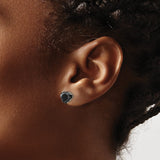 Stainless Steel Heart Shaped Stud Earrings with Cubic Zirconia, Minimalist Black Design for Women