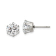 Stainless Steel Stud Earrings with Large Round Cut Cubic Zirconia, Solitaire Setting